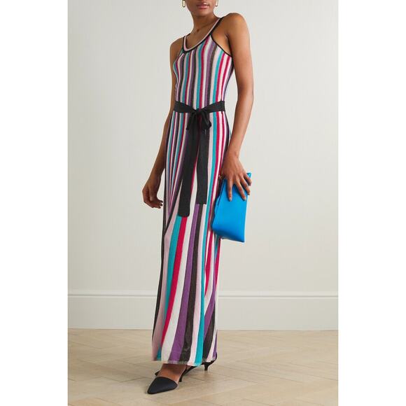 Rebecca Vallance NWT Melange Metallic Striped Knit Maxi Dress Size Medium - Picture 1 of 12